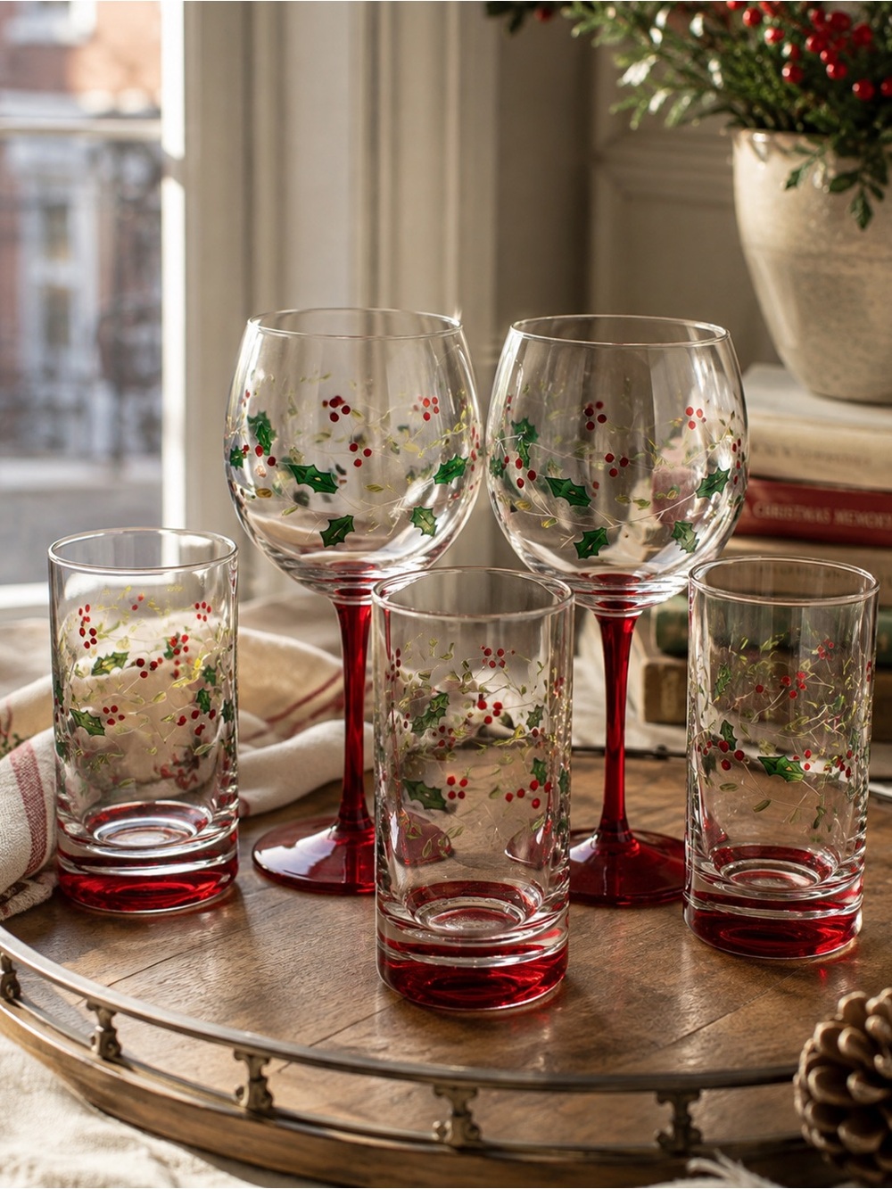 Vintage Pfaltzgraff Winterberry Glassware Set of 5